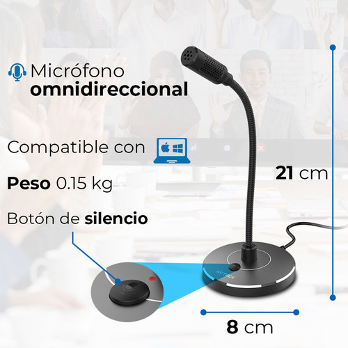 Microfono Alambrico Acteck Mc450 Base Con Control Flexible