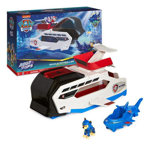 Paw Patrol Aqua Pups Whale Patroller Team Vehicle Con Figura