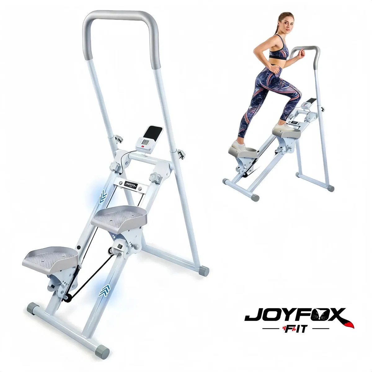 Máquina De Escalada Simulador Para Ginásio Em Casa Stepper Dobrável Suporta até 150kg Joyfox Fit Cor Branco/cinza