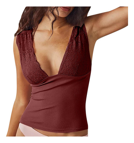 . Camiseta Cómoda Sin Mangas Con Cuello En V Y Sin Espalda