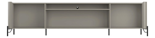 Rack Com 4 Portas Lisas 220cm Para Sala 100% Mdf Pés Metal Cor Grigio Com Dourado