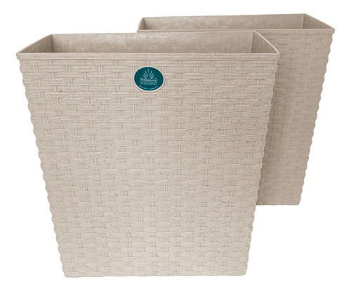 Kit 2 Cestos Papeleros Biodegradable Y Fibra De Agave Rattan Sand