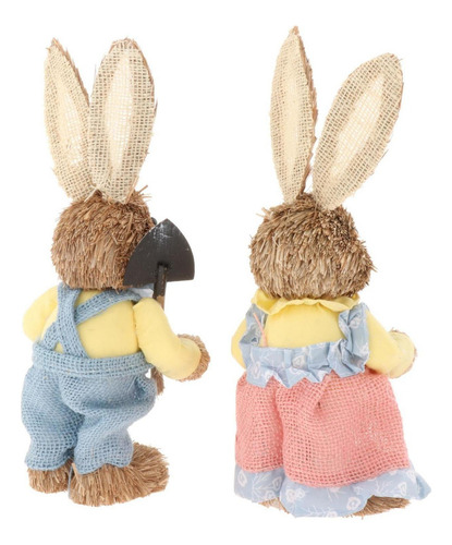 2x Decoraciones De Pascua De Conejito De Paja For Parejas