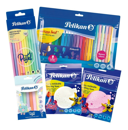 Kit Pelikan Kids Escritura Pastel: Foamy Crayones Marcadores