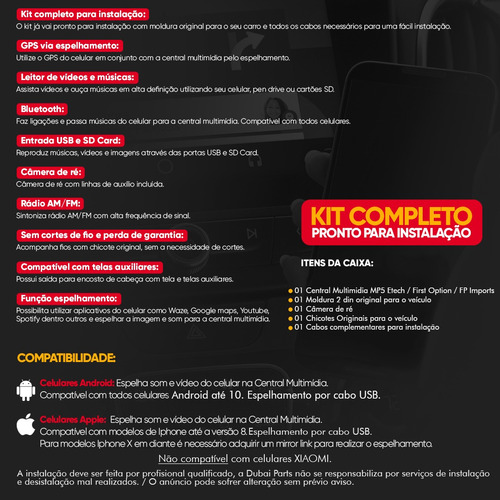 Central Multimídia Kia Carens Dvd + Câmera + Plug Original