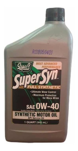 Aceite 0w40 Full Sintético Supers Importado