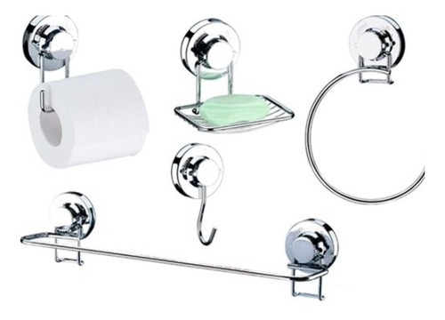 Set De Baño Juego De Baño 5 Pcs Con Ventosa Inox Future