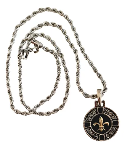 comprar Cadena Tourbillón 60cm.  Dije Flor De Liz Ench Plata Y Oro