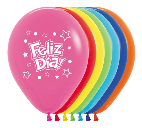 Bolsa Con 12 Globos Feliz Dia Estrellas 12 Pulgadas