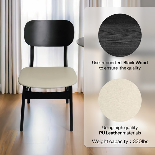 2 Sillas De Comedor Madera Cojines De Cuero Blanco,rústico Liberty Negro Blanco