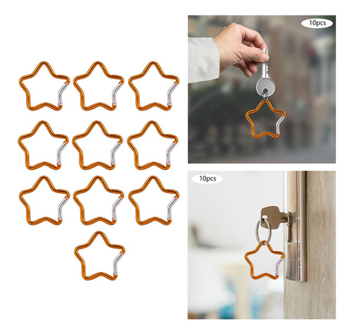 10 Uds. Mosquetón Con Forma De Estrella De Cinco Oro