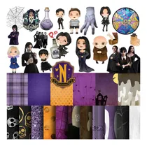 Comprar Kit Imprimible Merlina Addams Wednesday Papeles Y Cliparts 