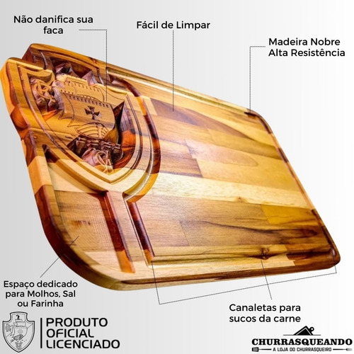 Imagem 2 de 7 de Tabua Churrasco Carne Frios Madeira Maciça Entalhada Vasco