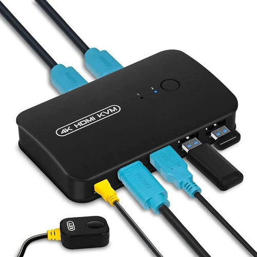 Conmutador Kvm Dgodrt Hdmi Usb Para 2 Computadoras