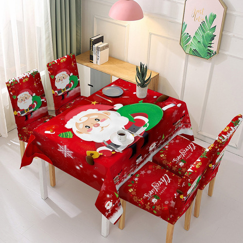 Mantel Navideño, Funda De Mesa Para Comedor Y Silla