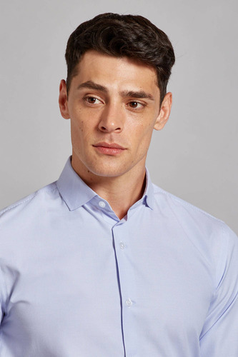 Camisa Devré De Vestir Slim Rayada Celeste Hombre 44d0004...