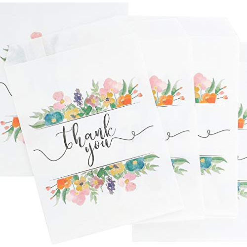 Bolsa Papel Estraza Diseño Floral «thank You»