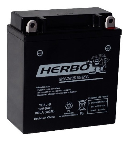 Bateria Motos Herbo Yb5l-b Agm Gel Gilera Smash 110cc 06/18