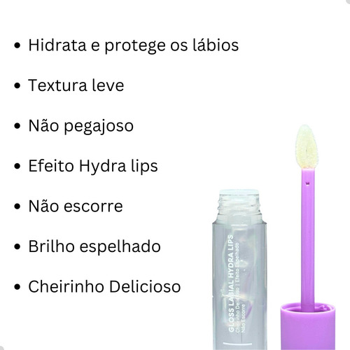 Gloss Labial Hydra Lips Brilho Espelhado Hidratação Intensa