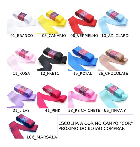 Fita De Gorgurão Cores Laços 38 Mm 10 Metros
