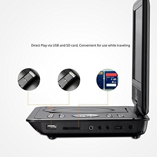 Dvd Portátil Con Pantalla Giratoria Batería Recargable