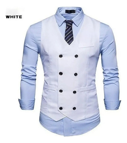 Chaleco De Vestir Azul Real Con Doble Botonadura Para Hombre