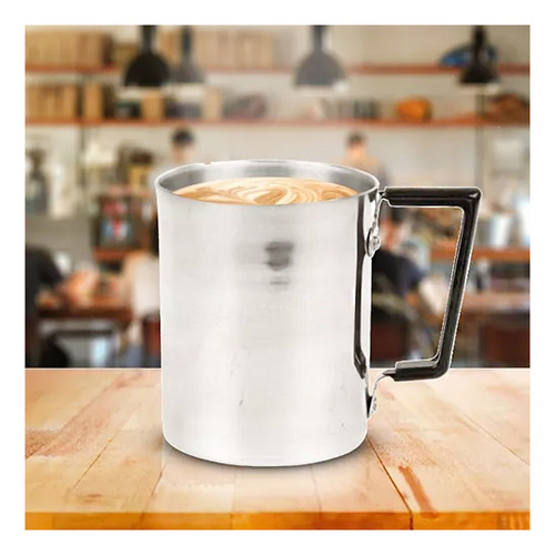 Caneca Copo De Alumínio Com Alça 400ml Cozinha Luxo Cor Prateado Sem Desenho