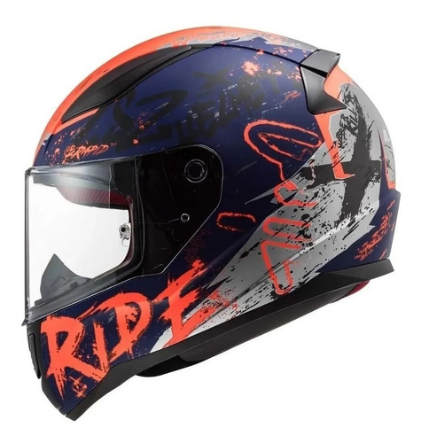 Capacete Ls2 Ff353 Rapid Azul Fosco Laranja Fluor 