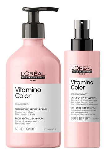 Shampoo Cabello Teñido 500ml + Spray Loreal Vitamino Color
