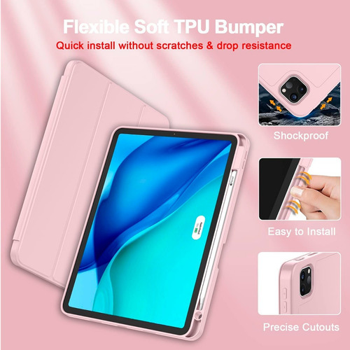 Case Smart @ iPad Pro 11 M2 A2759 A2435 A2761 A2762 Rosa