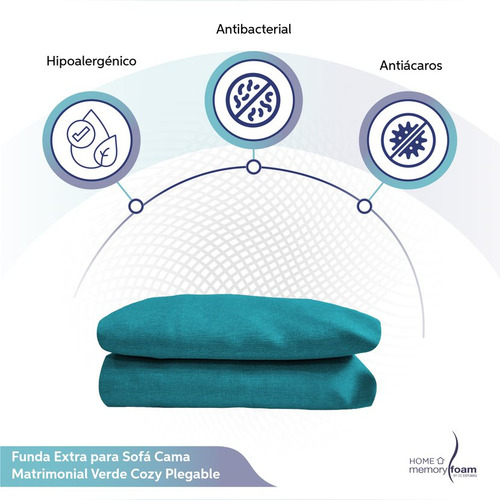 Funda Extra Sofá Cama Queen Size Cozy Plegable - Memory Foam Color Verde