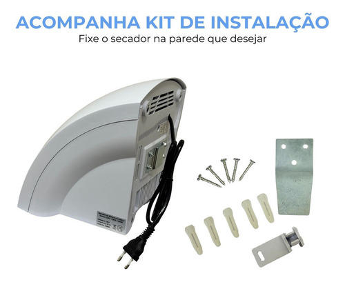 2 Secadores De Mãos Automático 12 M/s Banheiro Elétrico 220v