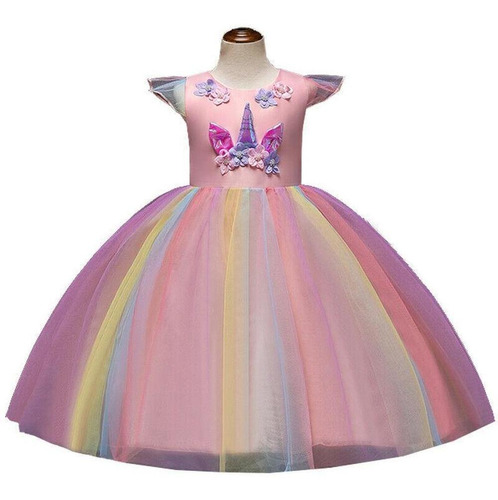 Vestido Tutú De Princesa Unicornio Para Niñas, Malla, Arcoír