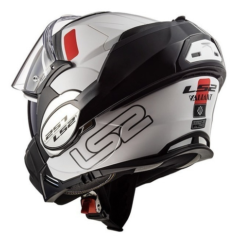 Casco para moto rebatible LS2 Valiant FF399  white y red prox talle XL 