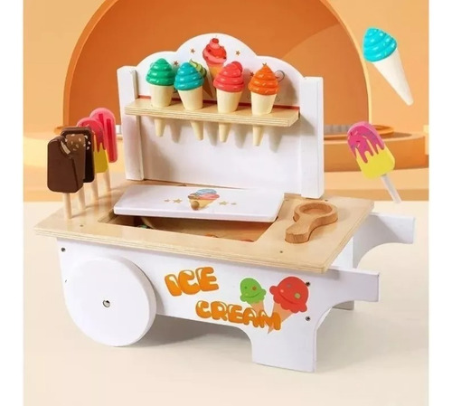 Carrito De Helados Para Niños Juguete De Madera
