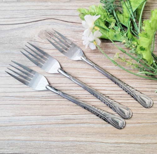 Tenedor De Mesa De Acero Inoxidable 12 Piezas Plateado 30-0316