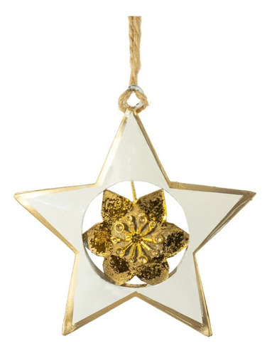 Adorno Navideño Estilo Vintage Chapa Beige Y Oro | Estrella