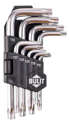 Set Bulit De Llaves Torx 9 Piezas Cromo Vanadio Color Gris