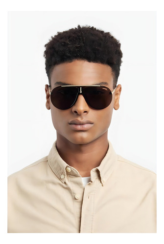 Lentes De Sol Carrera Superchampion 2m22k Negro/gold Unisex Color Black gold Color de la lente Gris Color de la varilla Dorado-Negro Color del armazón Black gold Diseño Classic