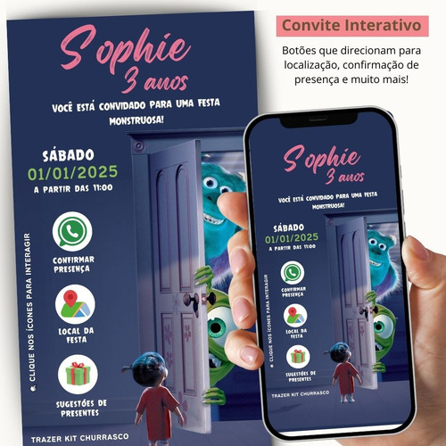 Convite Monstros S/a Digital Interativo