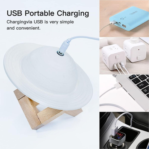 Lampara Saturno Velador Led Táctil Recargable Usb Control Color de la estructura Blanco RGB