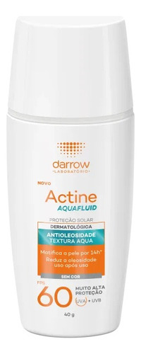 Darrow Actine Aquafluid Fps60 Sem Cor - Protetor Solar 40g