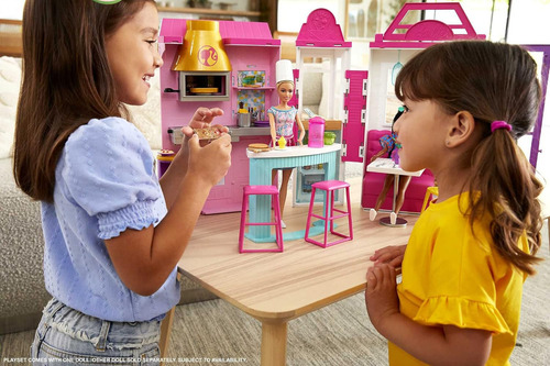 Set De Juego Barbie Restaurante Portátil Con Muñeca