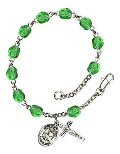 Pulsera De Dije - St. John Licci Silver Plate Rosary Bracel