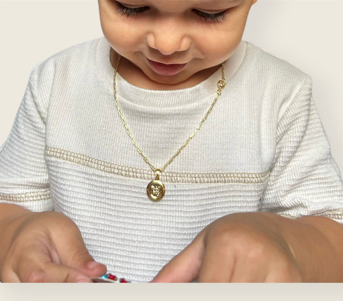 Colar Infantil Linha Baby Para Menino E Menina Com Pingente Cor Cruz Palito