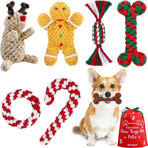 6 Piezas Juguetes Masticables Navidad Para Mascotas Juguete