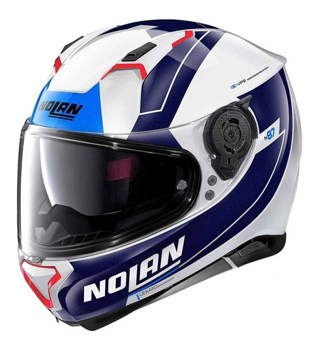 Imagen 1 de 3 de Casco Nolan N87 Skilled 99 Blanco/azul Integral Para Moto
