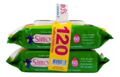 Toallitas Humedas Simond's Con Aloe Vera, Pack 120 Un