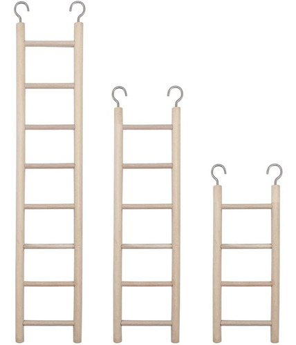 3pcs Natural Wooden Bird Ladder Birdie Basics Perch For Cage