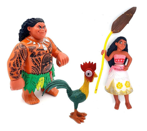 Maui Semideus E Moana Junto Com Galo Infantil Brinquedo